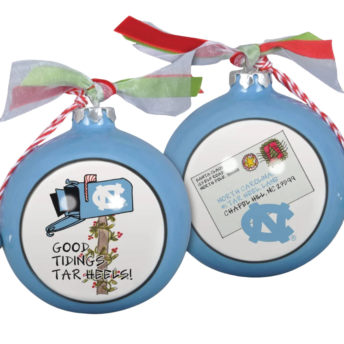 UNC Good Tidings Ceramic Ball Christmas Ornament