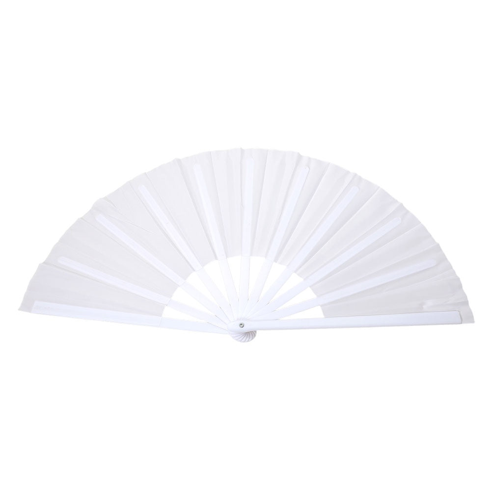 Plain White Folding Line Dance Hand Fan