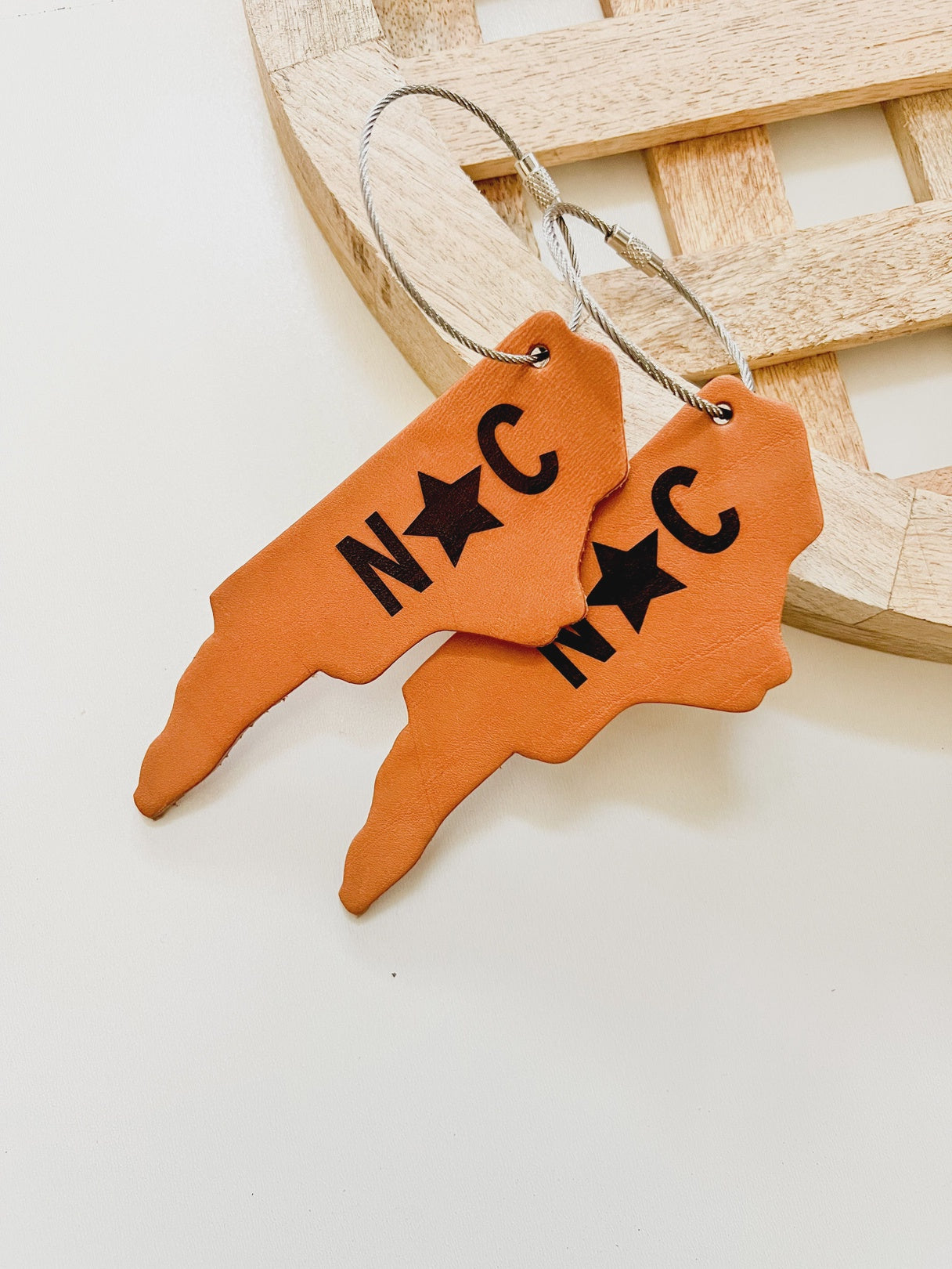 North Carolina Silhouette Leather Keychain