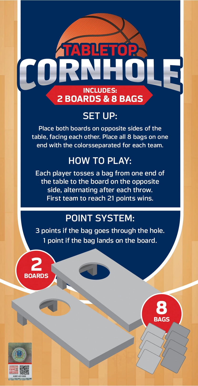 UNC Tar Heels Tabletop Corn Hole Game