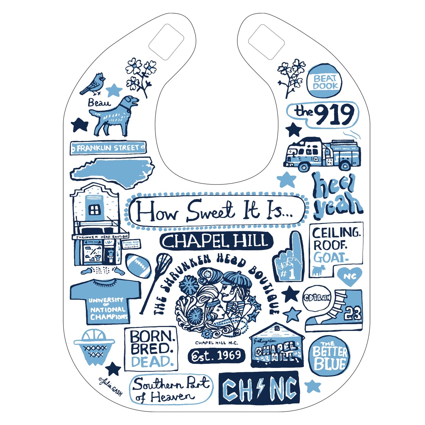 Chapel Hill Local Baby Bib by Julia Gash