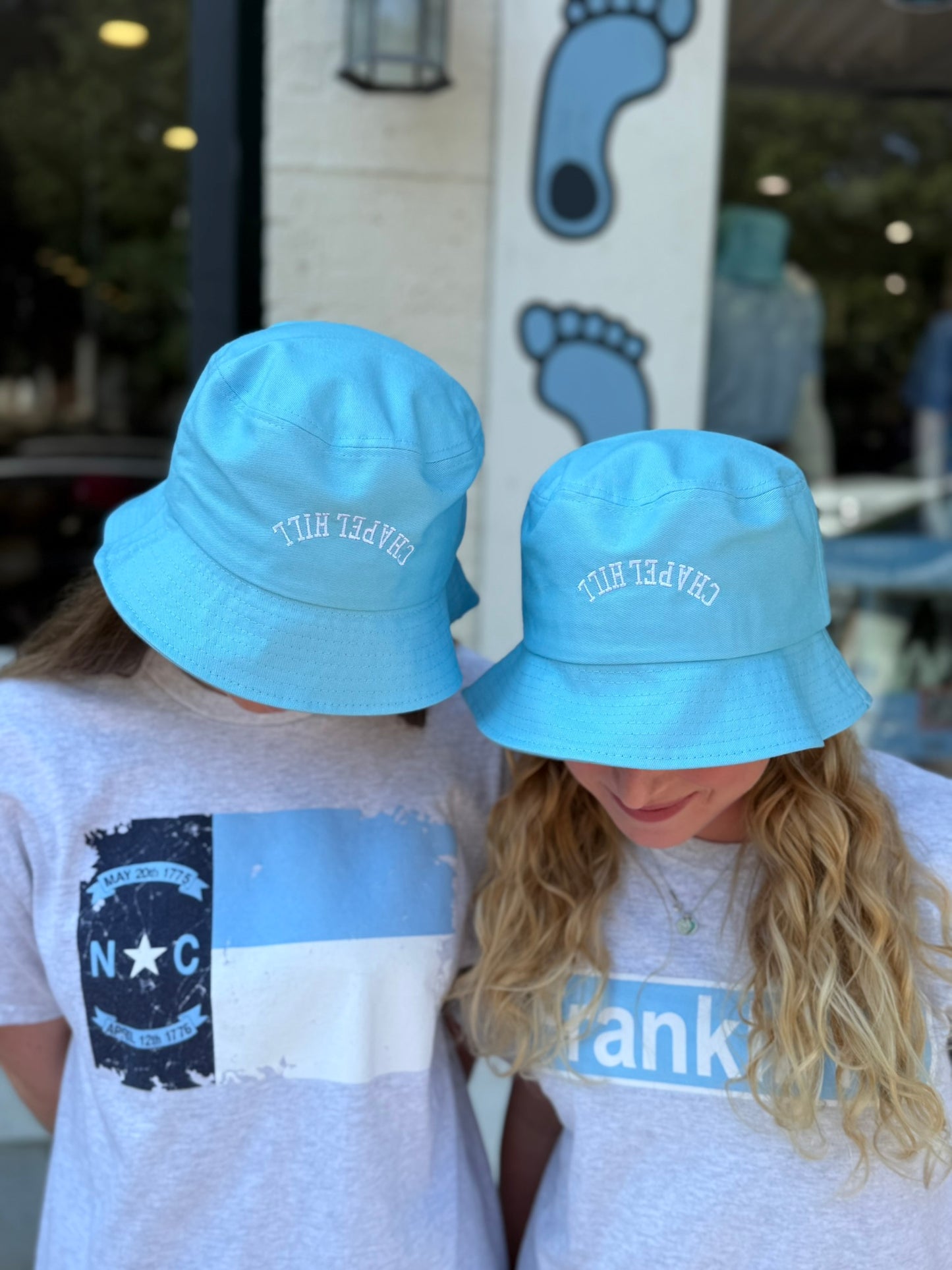 Chapel Hill Upside Down Embroidered Bucket Hat in Carolina Blue