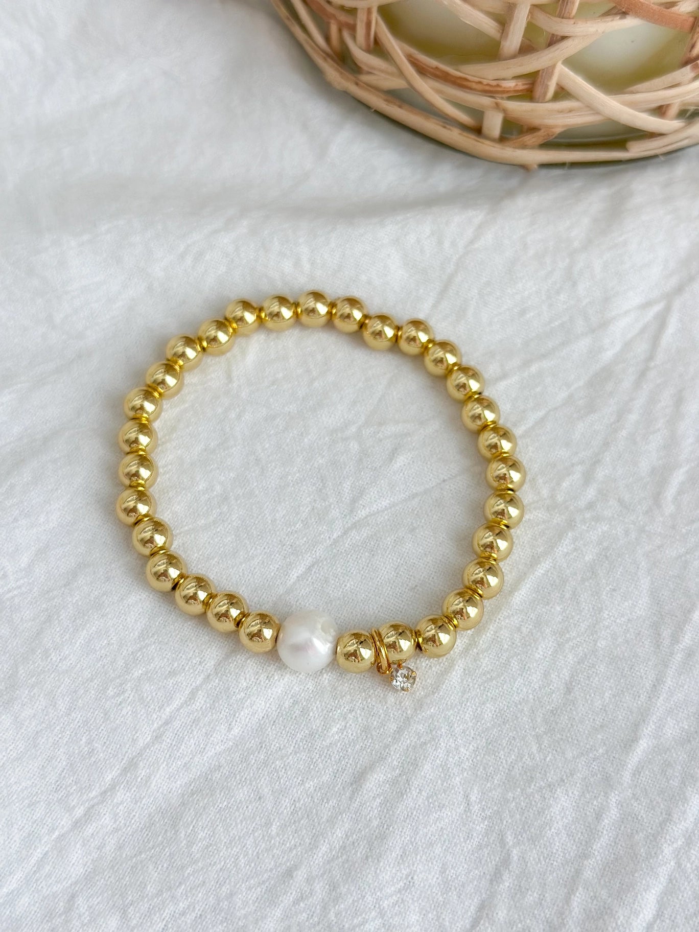Yellow Gold Shayla Stretch Bracelet by Annabanana