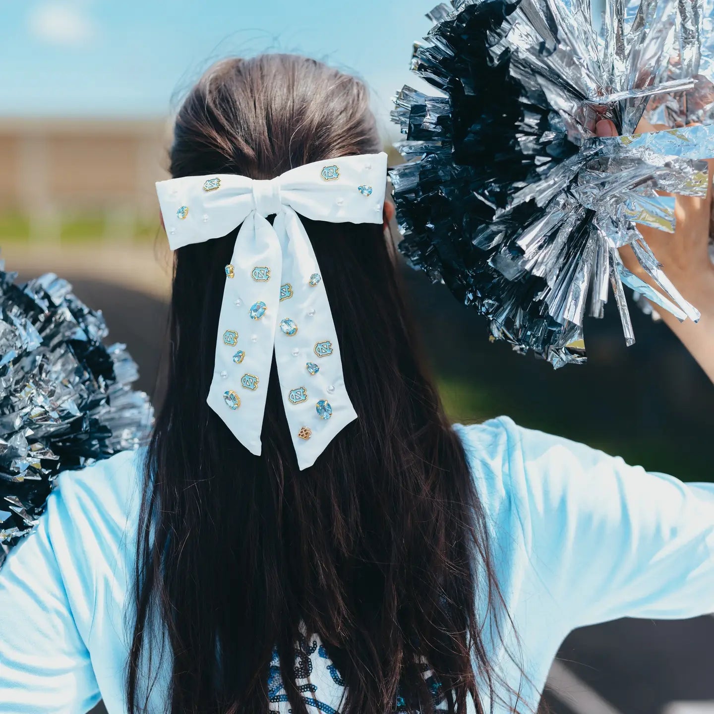 University of North Carolina White Bow Barrette