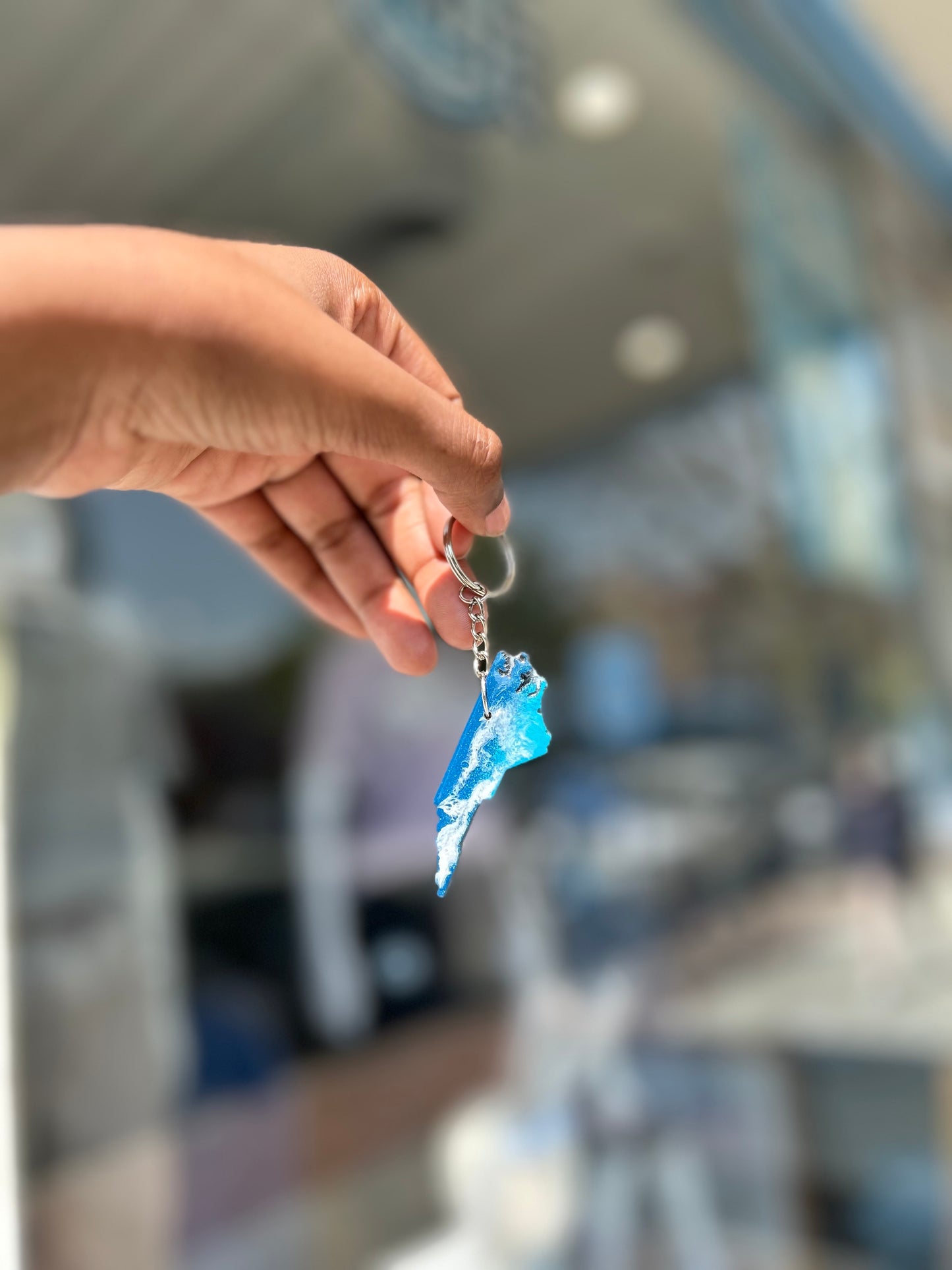 North Carolina Key Chain - Handmade Resin & Wood Key Chain
