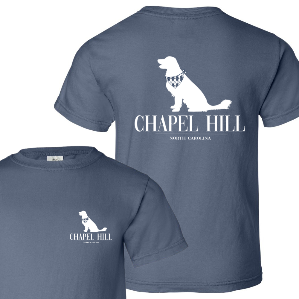 Kid's Chapel Hill Dog in Argyle Bandana Comfort Colors T-Shirt
