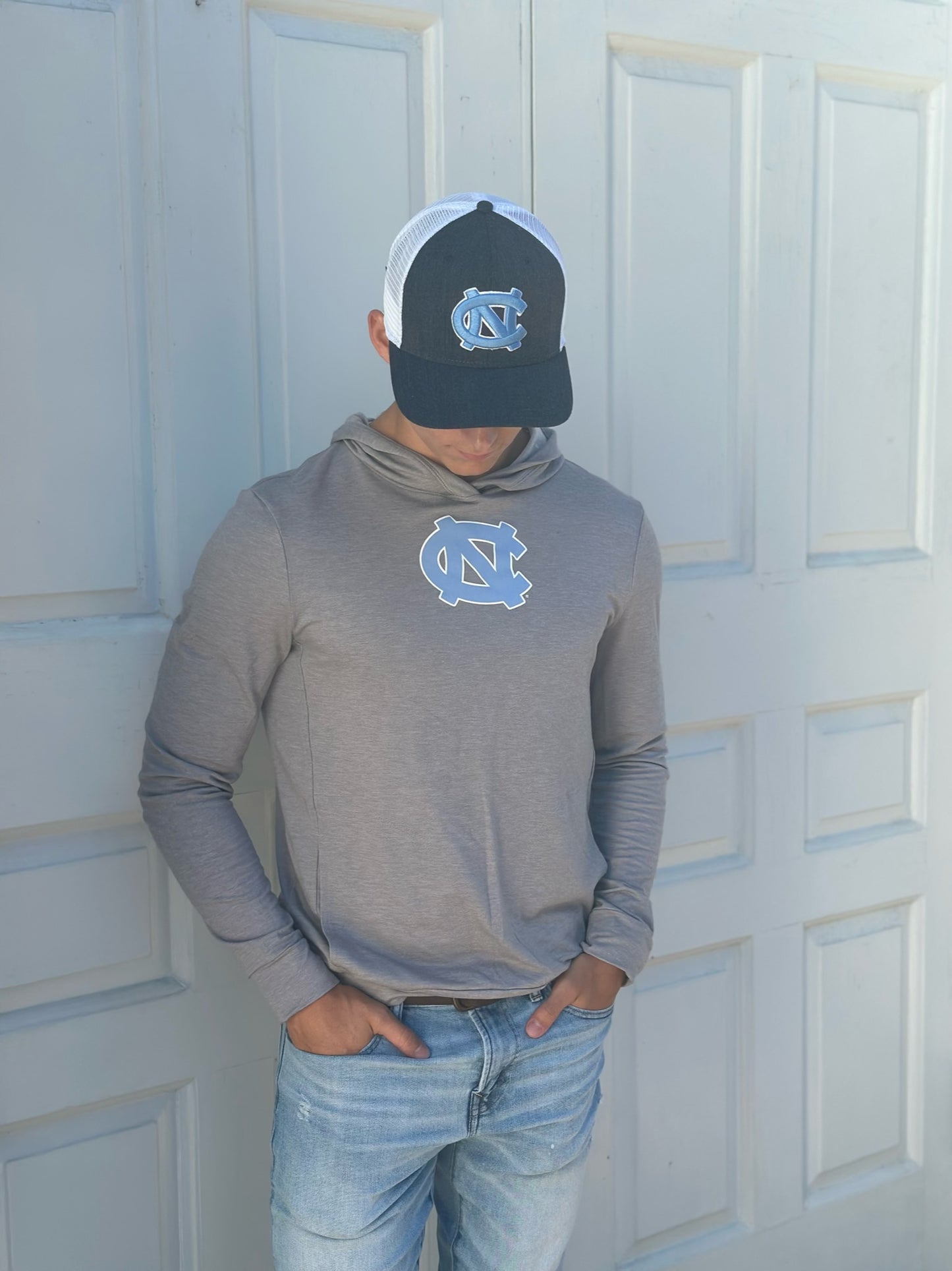 Navy UNC Mid-Pro Snapback Trucker Hat MPS