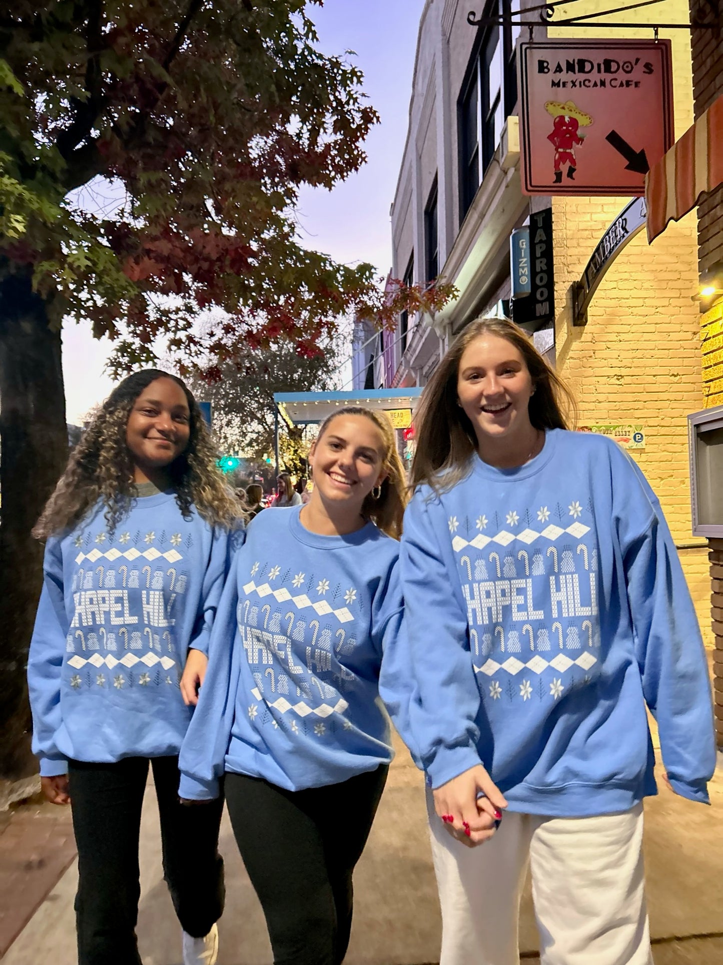Chapel Hill North Carolina Ugly Christmas Crewneck Sweatshirt by Shrunken Head