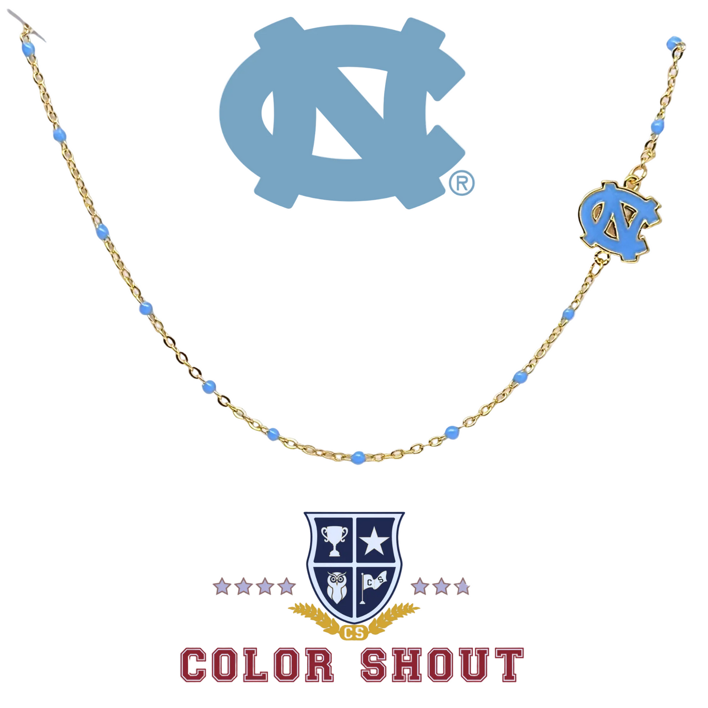 Side Set UNC Logo on Enamel Bead Necklace