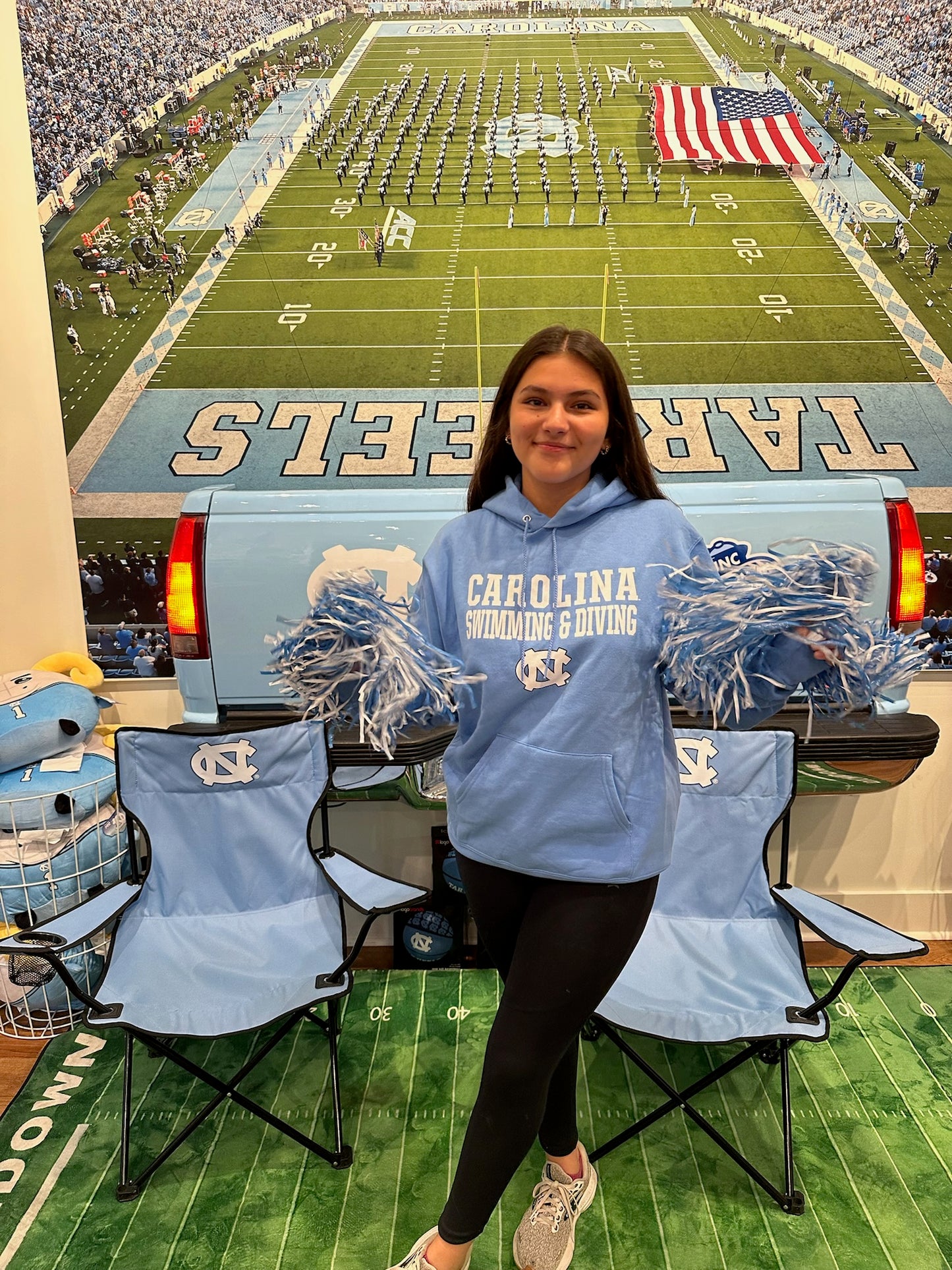 Carolina Swimming and Diving Adult Hoodie with UNC Logo by Champion