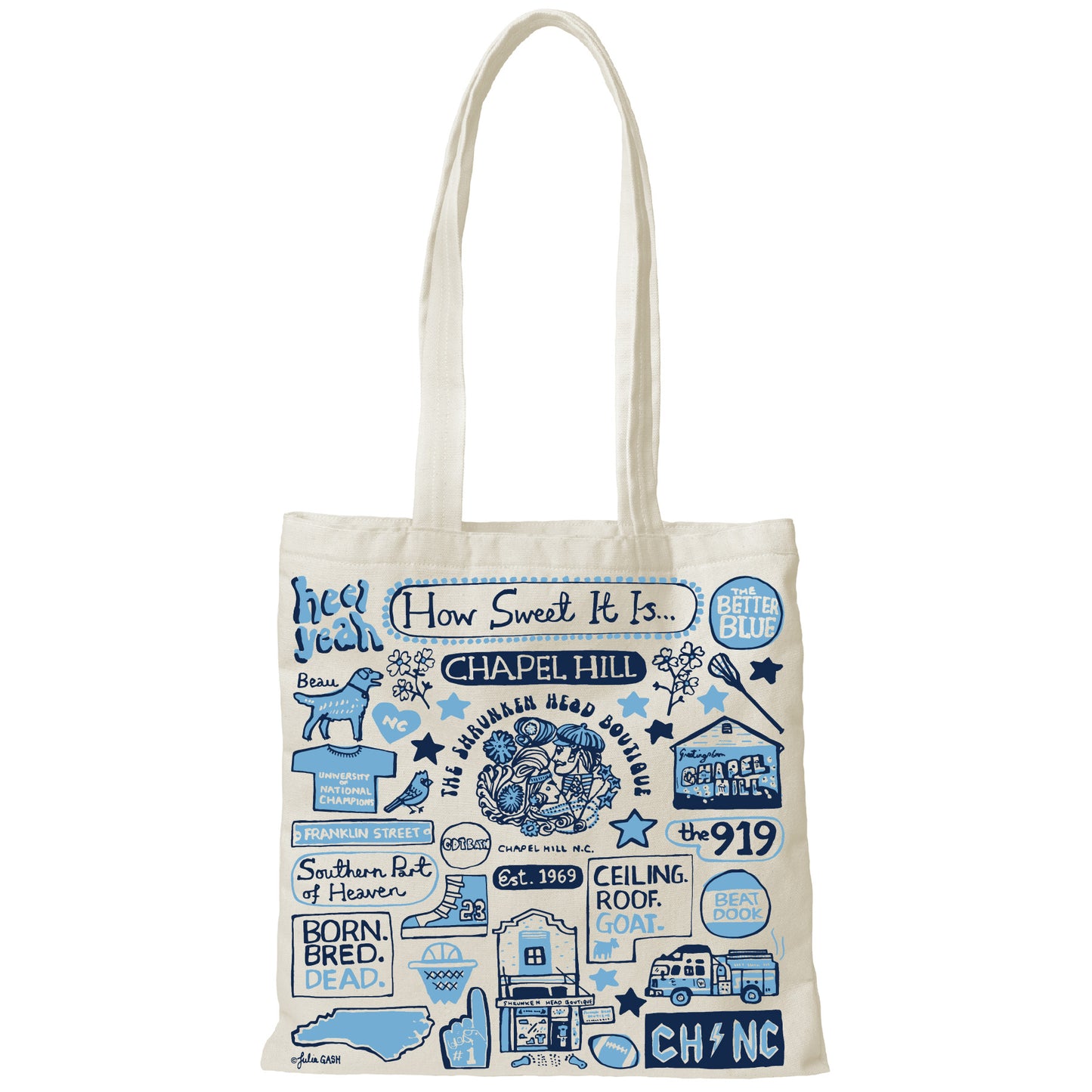 Chapel Hill North Carolina Canvas Tote by Julia Gash