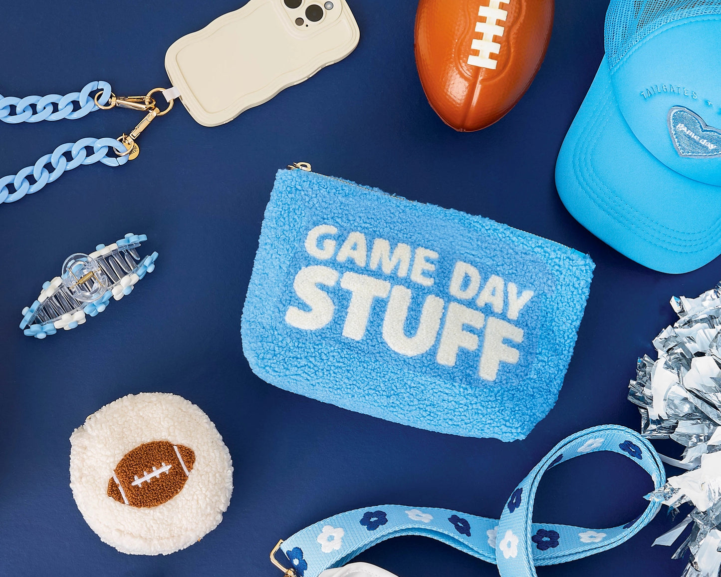 Carolina Blue and White Teddy Pouch for GAME DAY STUFF