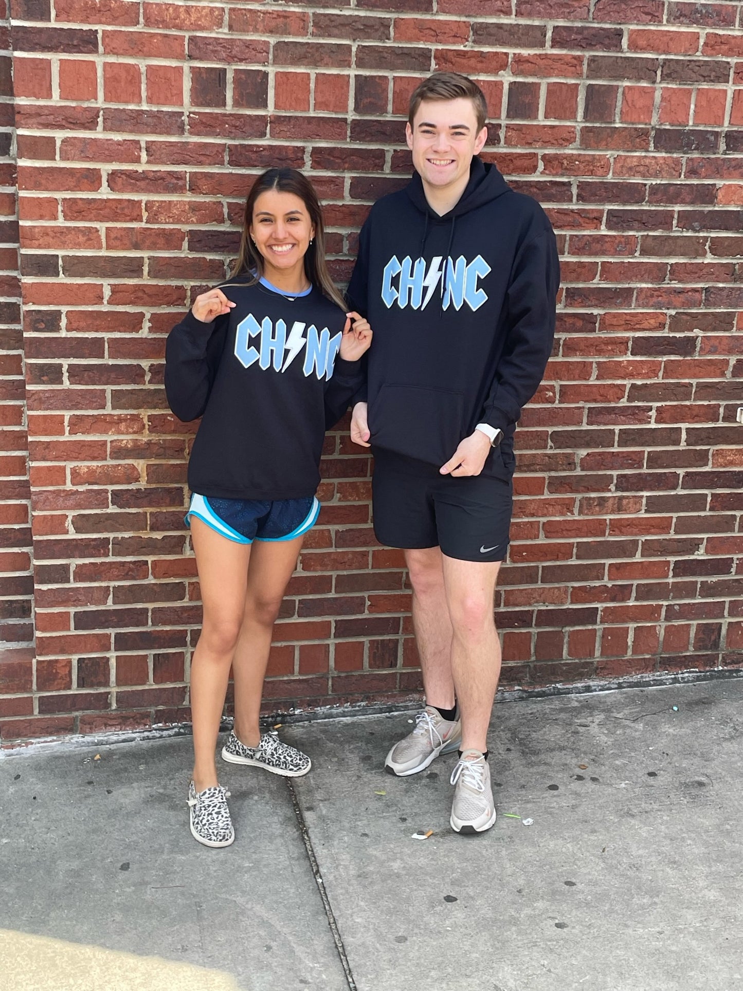 Chapel Hill North Carolina Hoodie in Black with Rock Font - Detail View - Shrunken Head