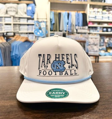 UNC Tar Heels Football Hat in White with Blue Rope