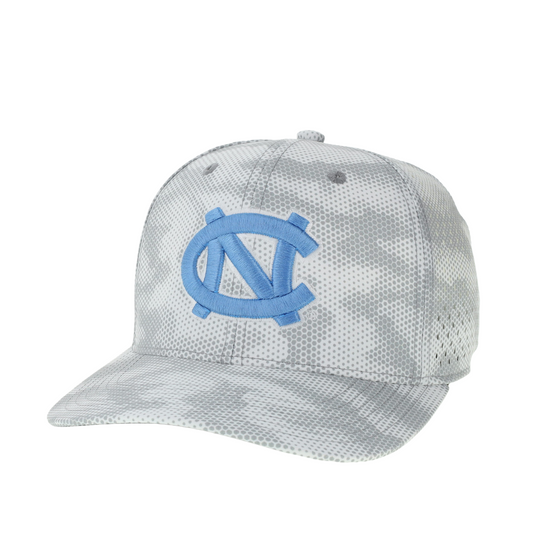 UNC Logo Mesh Snapback in Tonal Camo and Carolina Blue
