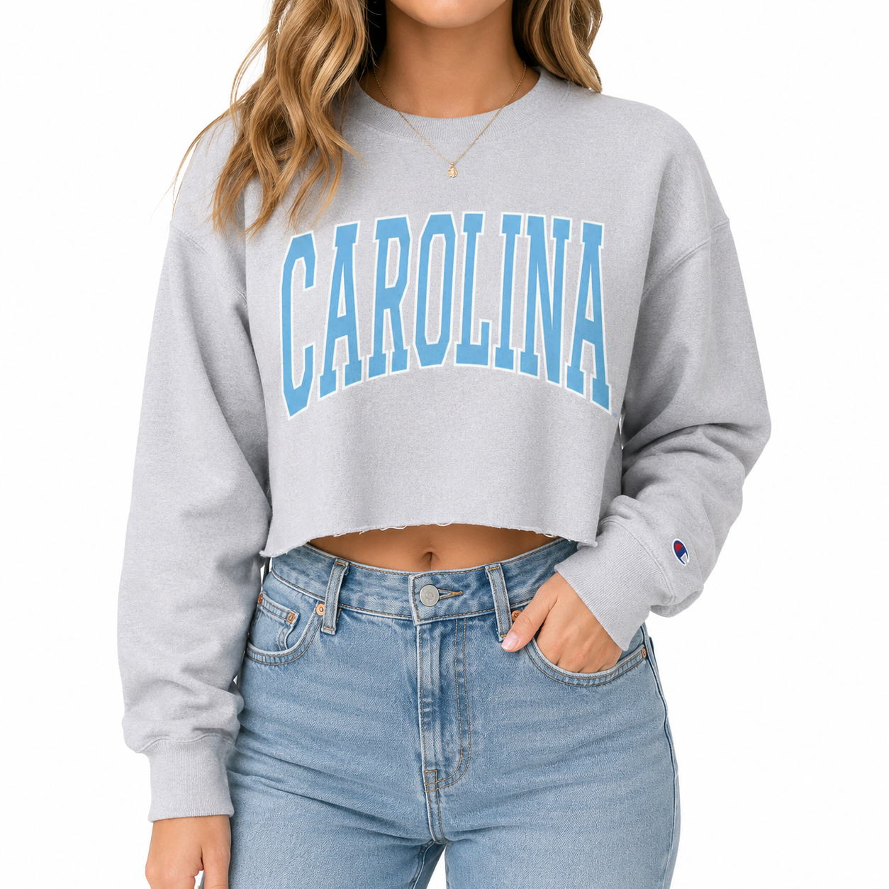 Carolina Huge Vintage Arch Reverse Weave Cropped Sweatshirt