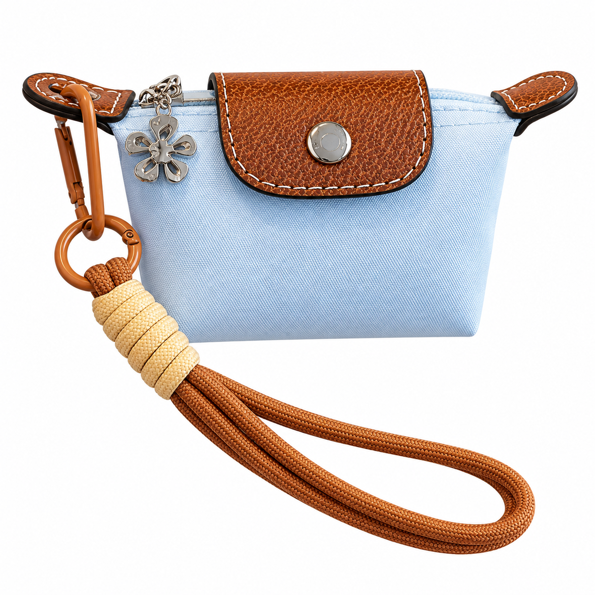 Light Blue Block Mini Wallet Bag with Key Chain