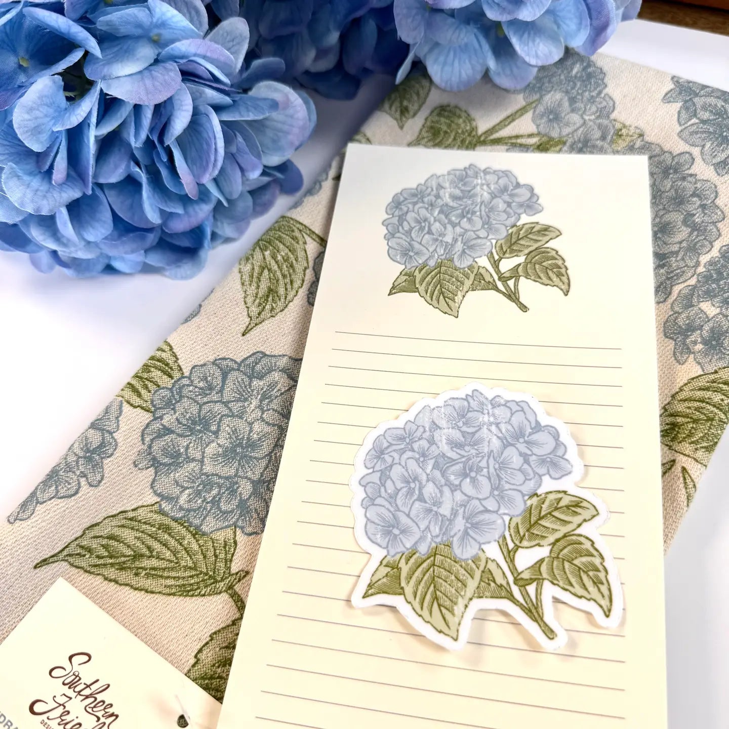 Carolina Blue Hydrangea Notepad by Southern Fried Design Barn