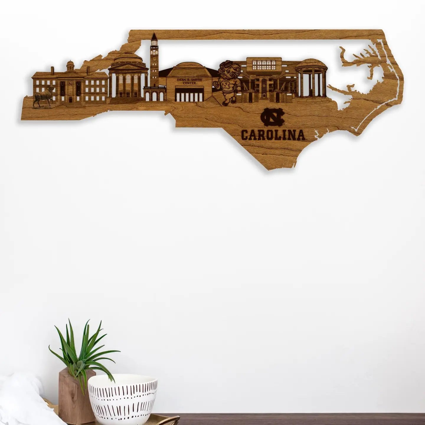 University of North Carolina Skyline Wall Hanging Cherry Wood Decor