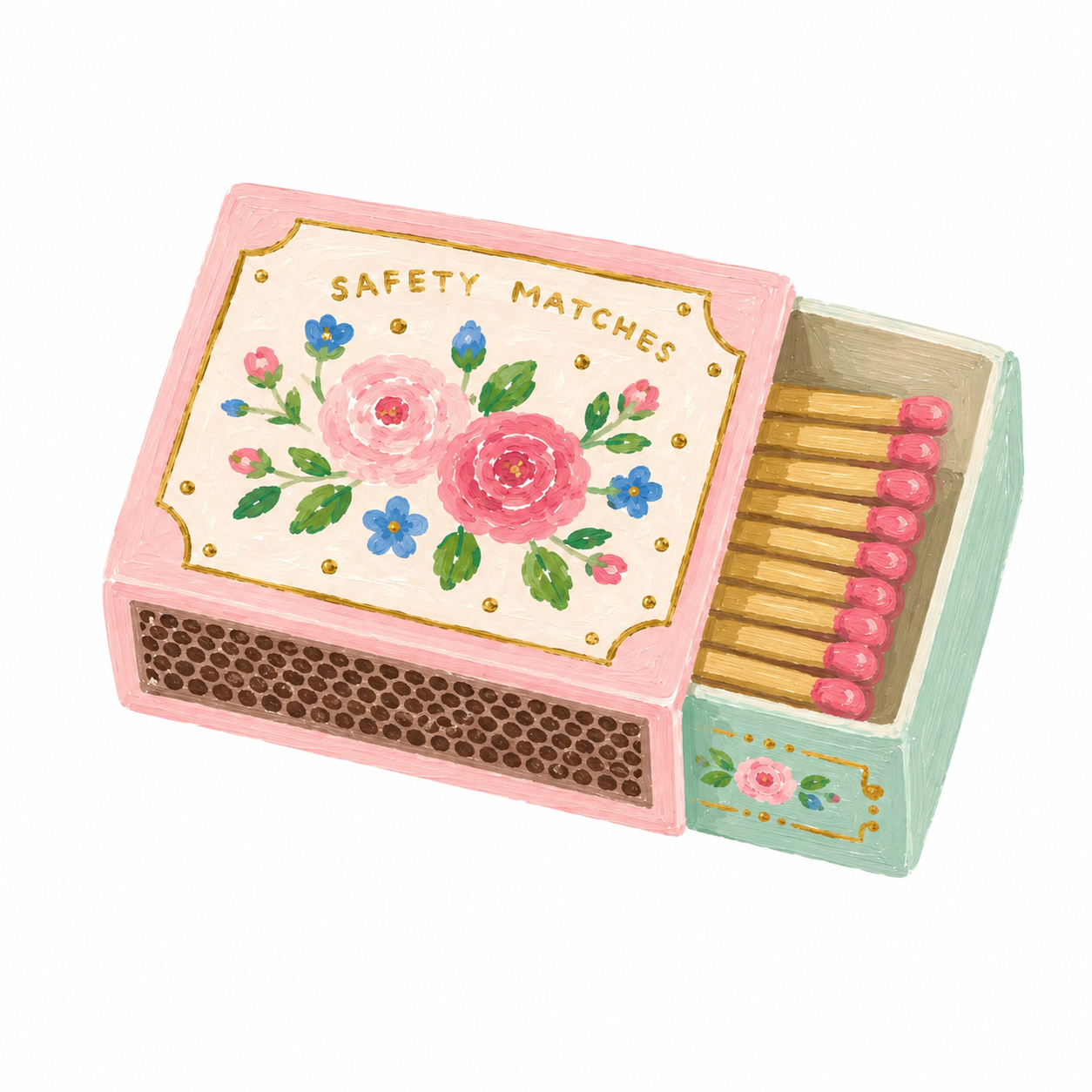 Vintage Floral Matchbox Sticker