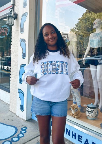 GDTBATH Argyle Carolina Blue and White Crewneck Sweatshirt by Shrunken Head Brand