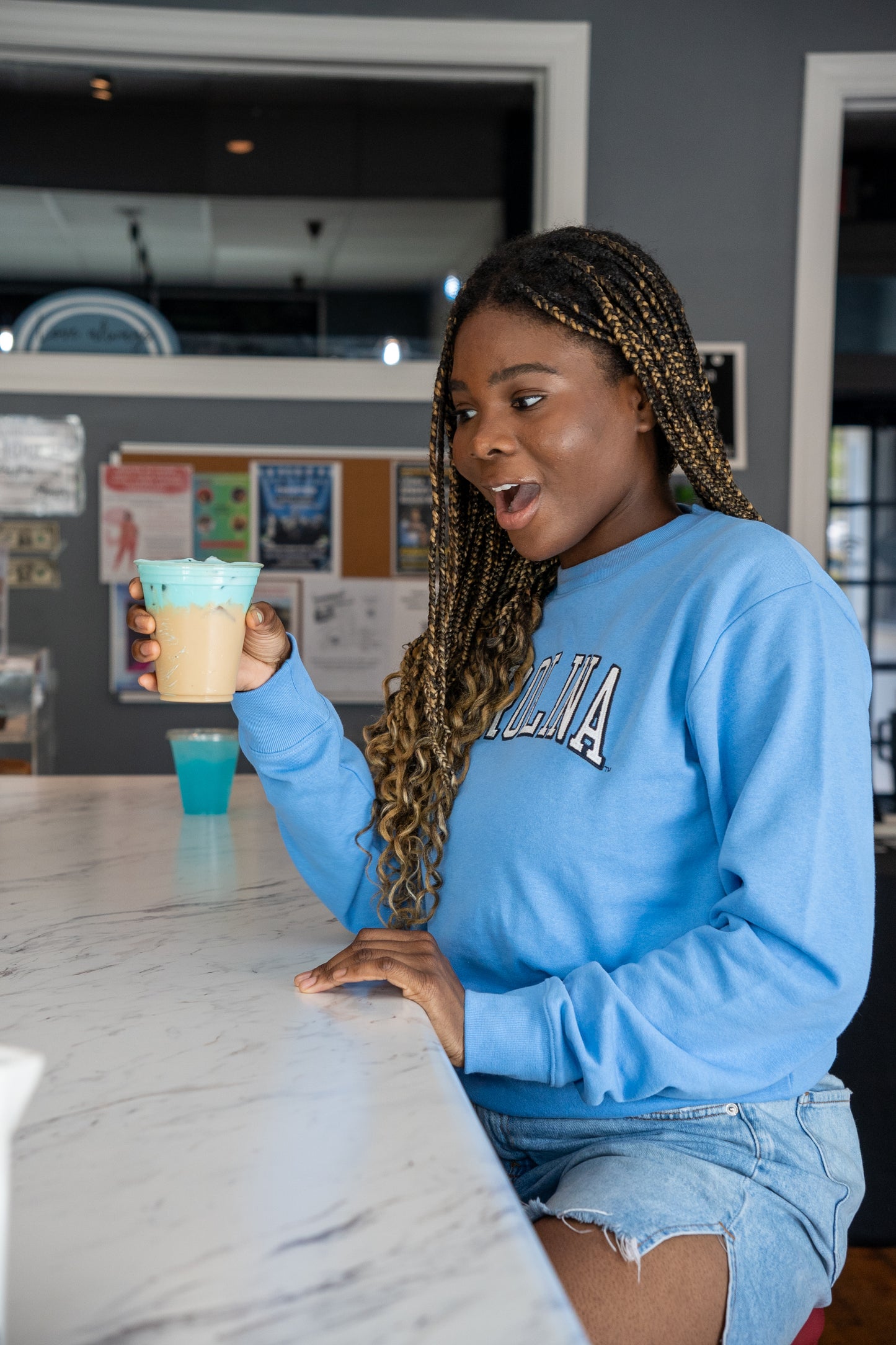 Carolina Blue UNC Embroidered Crewneck Sweatshirt by League