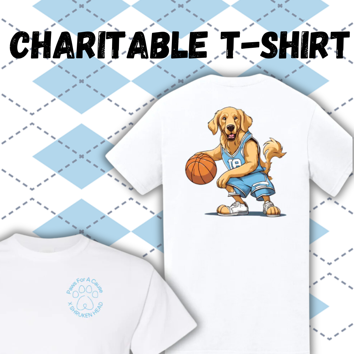 Carolina Paws for a Cause x SHB Charitable Dog T-Shirt Golden Retriever Basketball