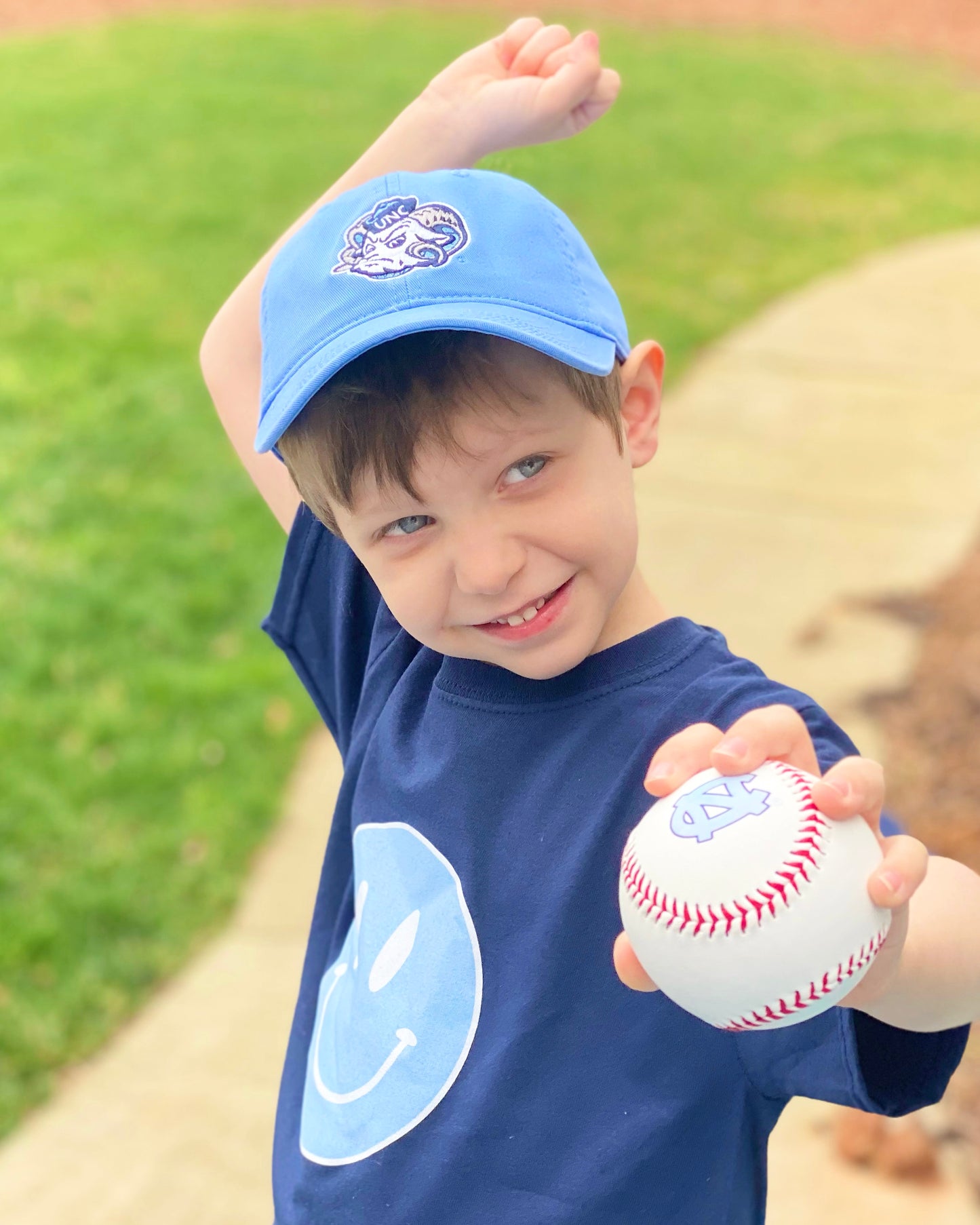 UNC Kid's Hat with Rameses Mascot Logo in Carolina Blue