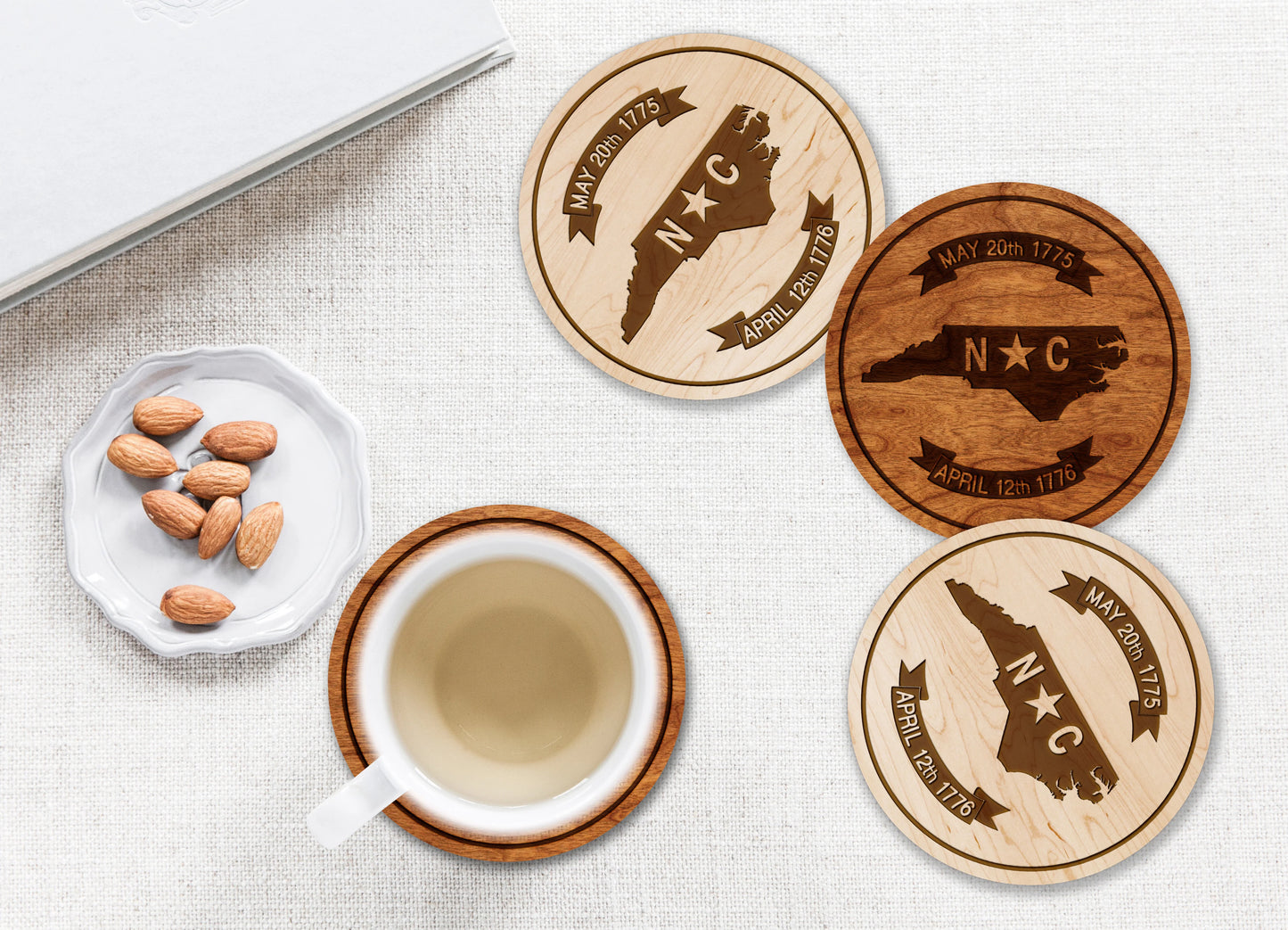 North Carolina State Flag Maple Coaster