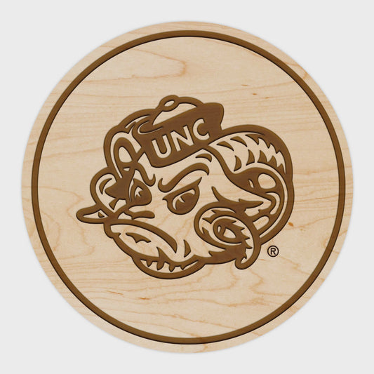 University of North Carolina Chapel Hill Rameses Head Maple Coaster