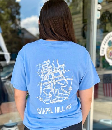 Carolina Blue Chapel Hill North Carolina Map T-Shirt by League
