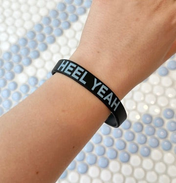 HEEL YEAH Black Rubber Wristband for Carolina Fans