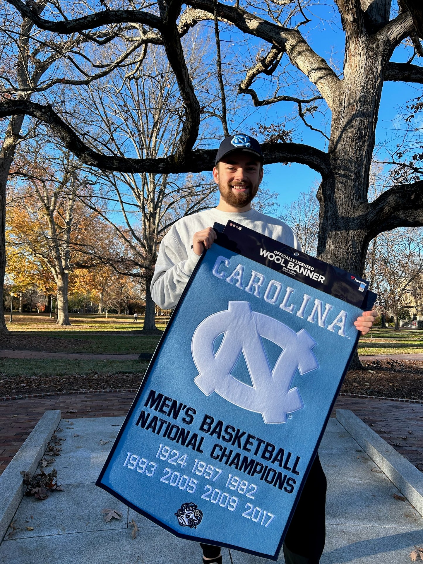 UNC Tar Heels Basketball National Champions Wool Banner