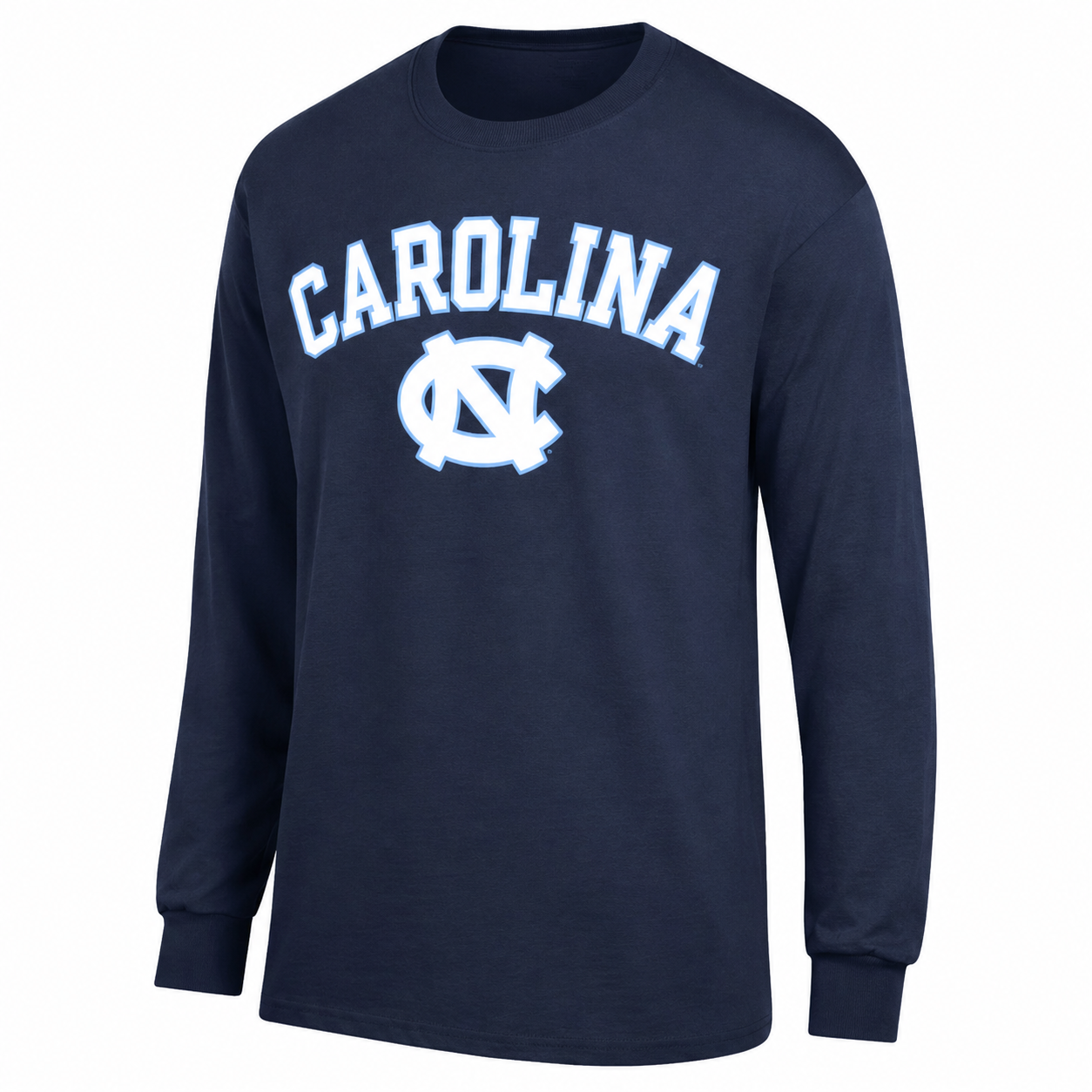 UNC Basic Navy Outline Long Sleeve T-Shirt by Champion