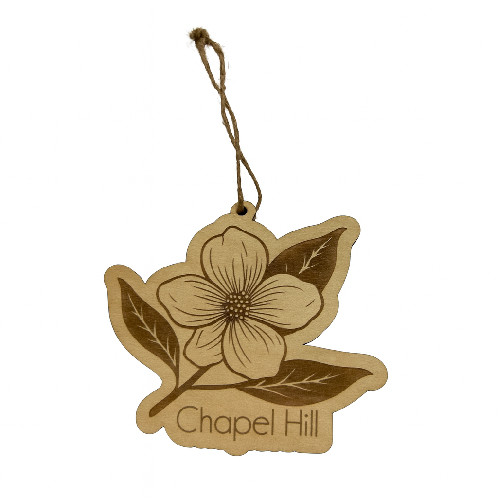 Chapel Hill Dogwood Flower Wooden Christmas Ornament