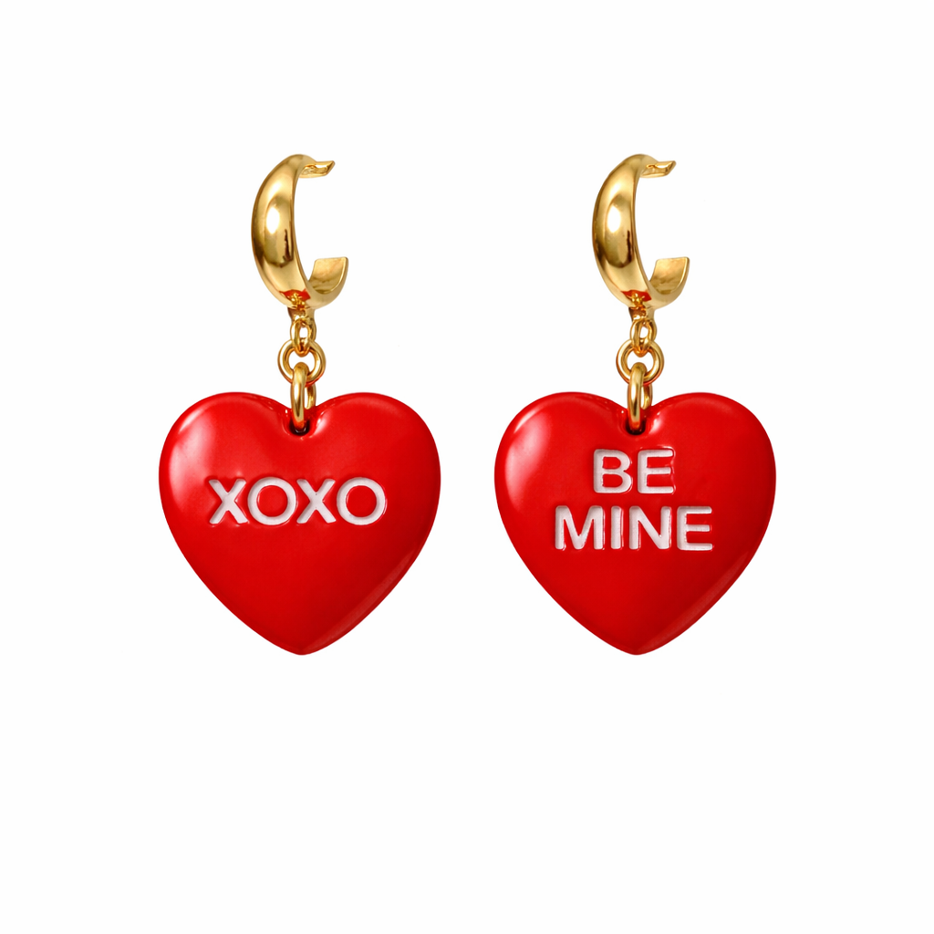 Red Conversation Heart Earrings