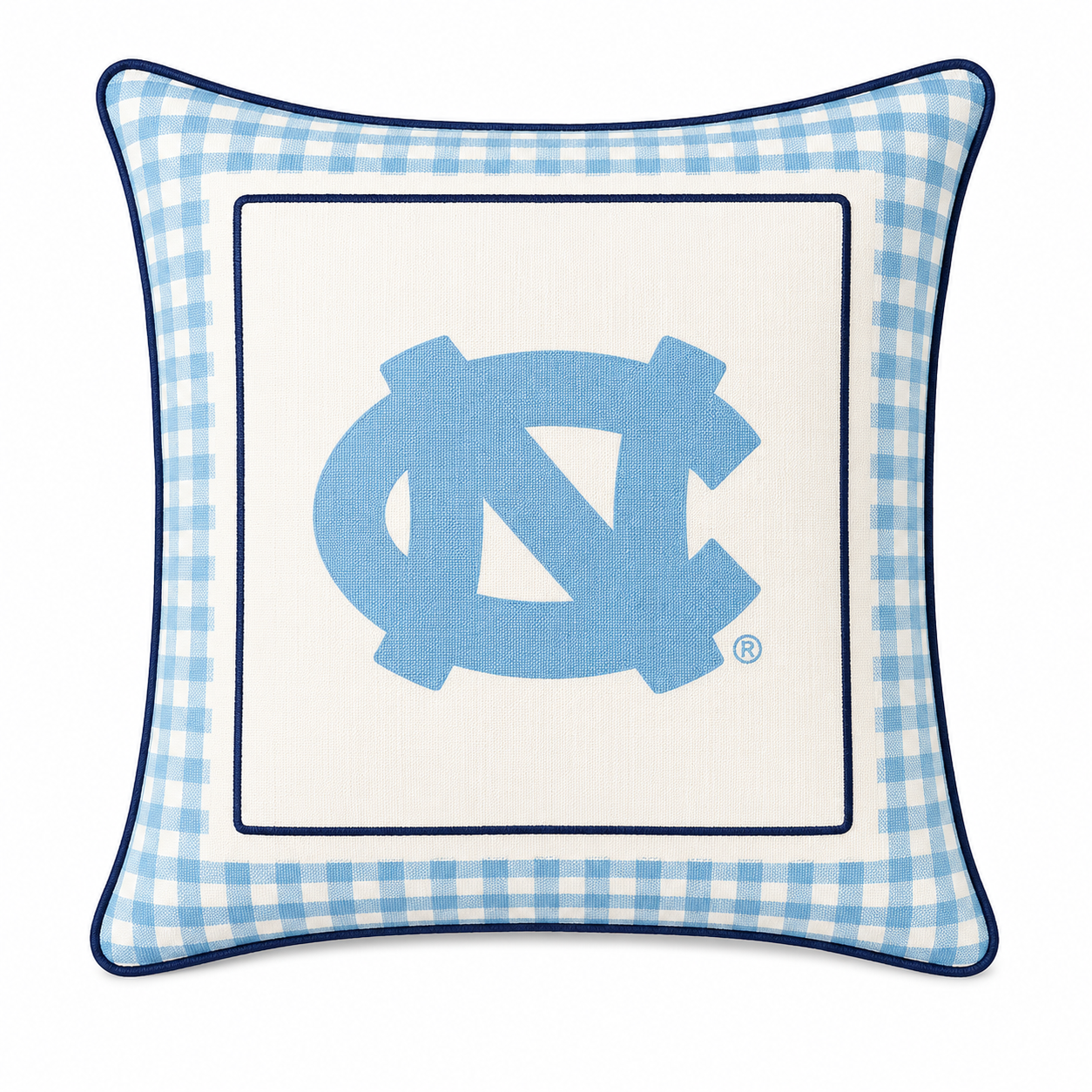 North Carolina Gingham Mascot Pillow