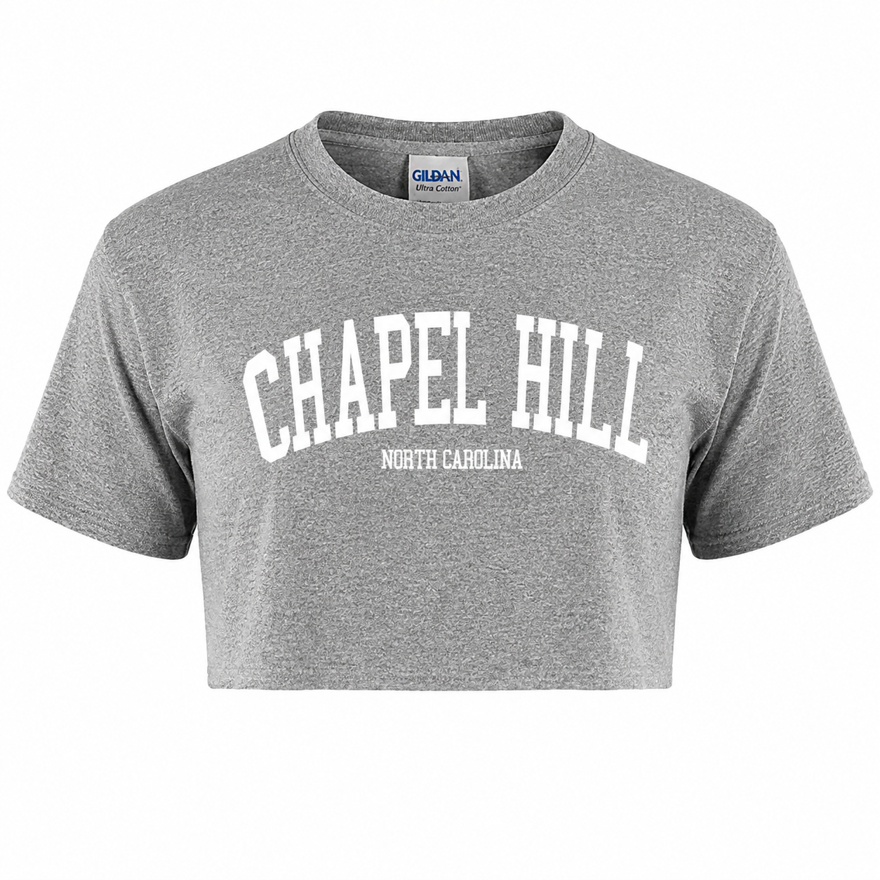 Chapel Hill Sport Grey with White Lettering Crop Top