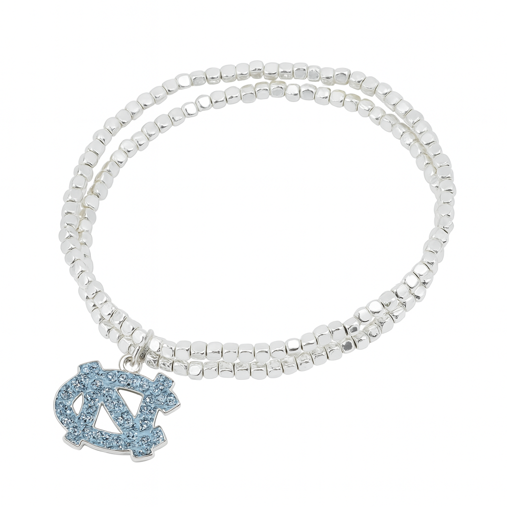 UNC Stretch Crystal Logo Bracelet by Seasons Jewelry