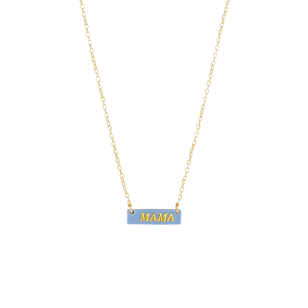 Carolina Blue MAMA Bar Necklace