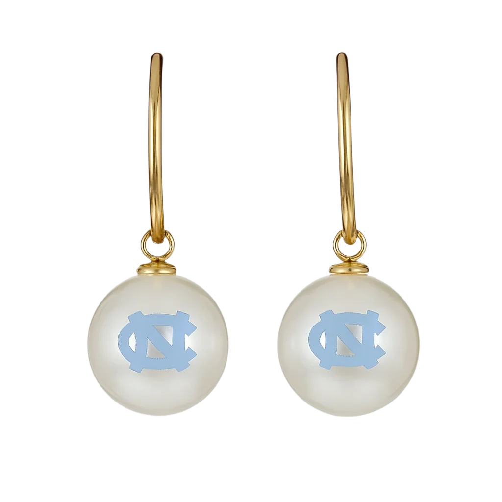 North Carolina Logo Pearl Hoop Earrings