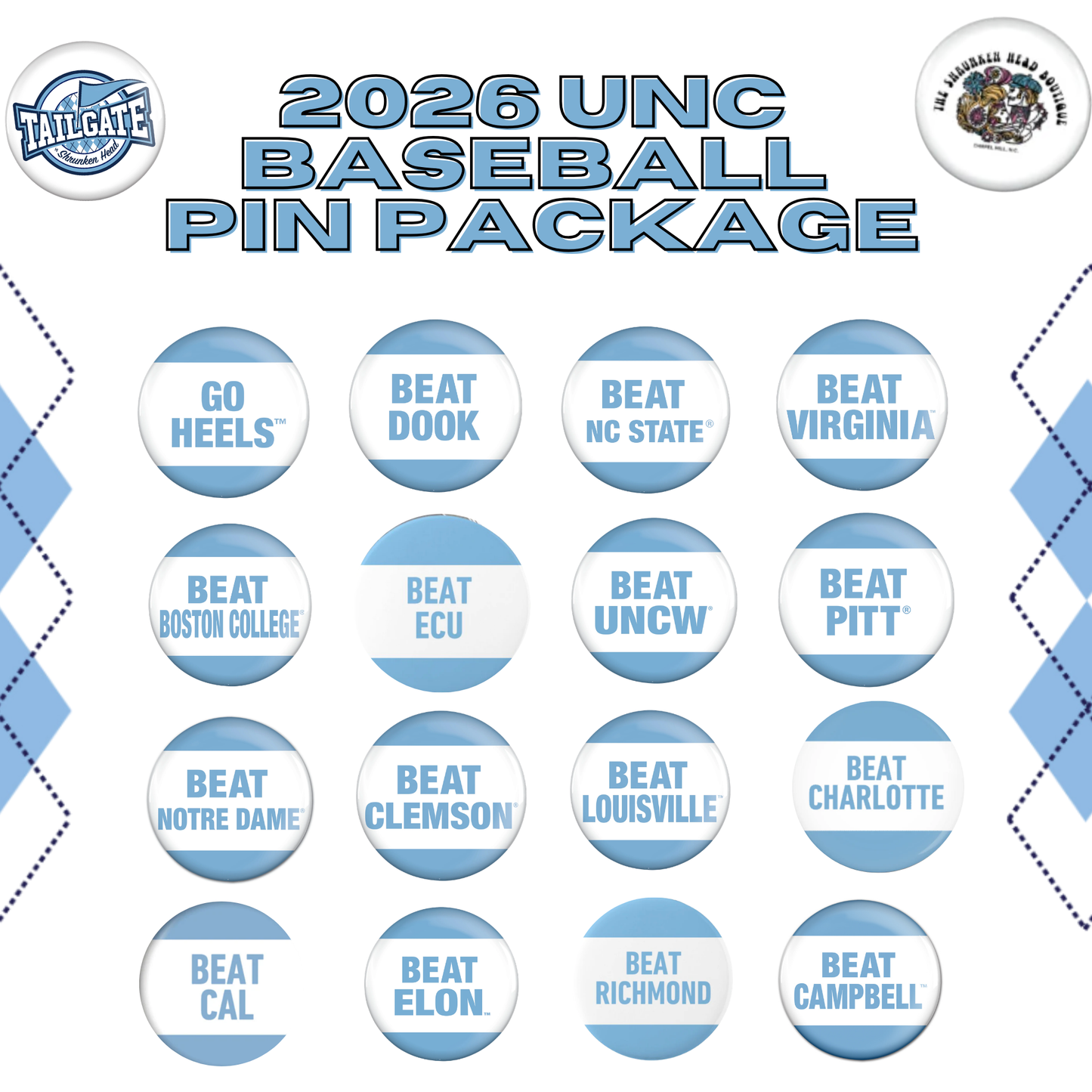 UNC Baseball 2026 Season Pin Package