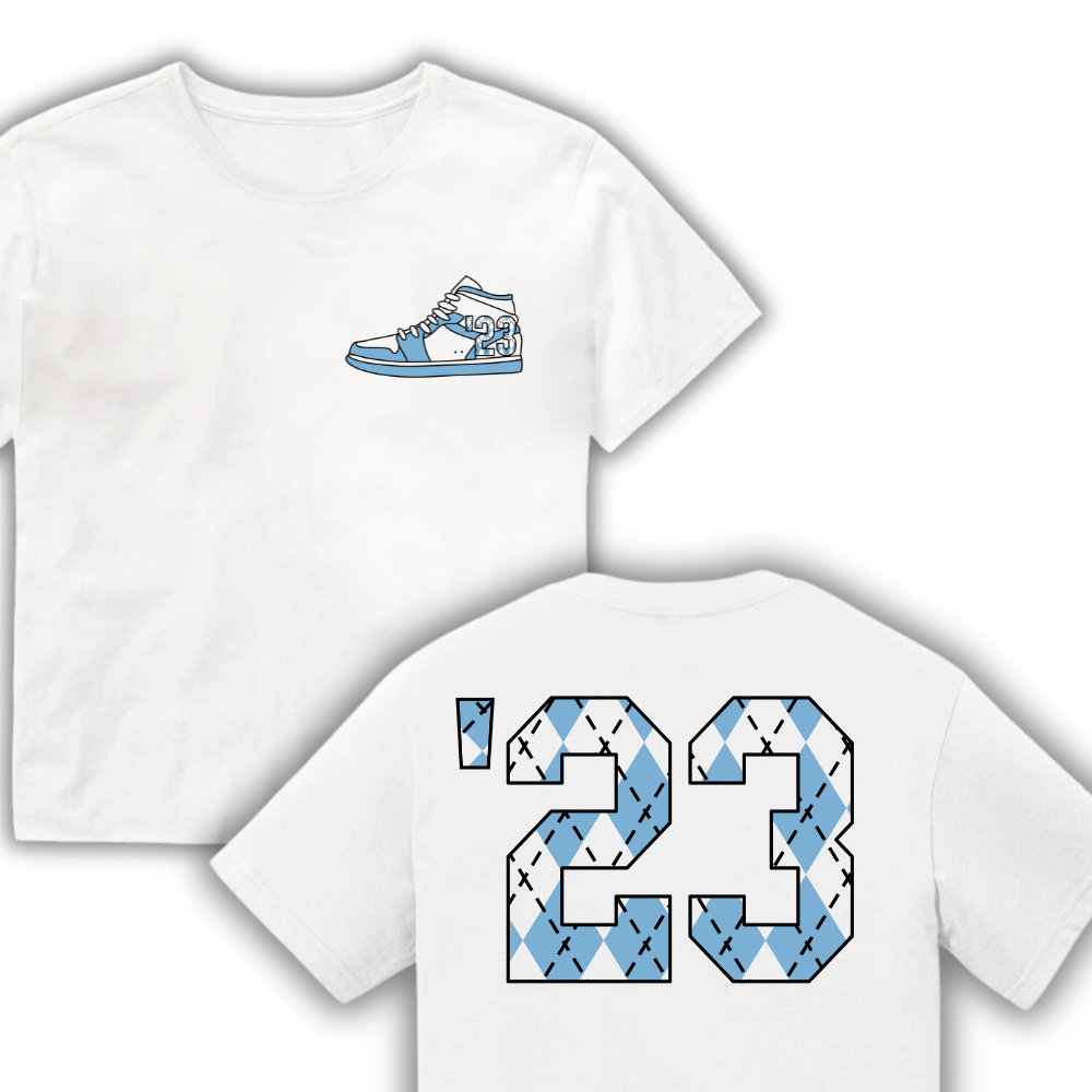23 Year Sneaker Cropped T-Shirt White Front and Back Design
