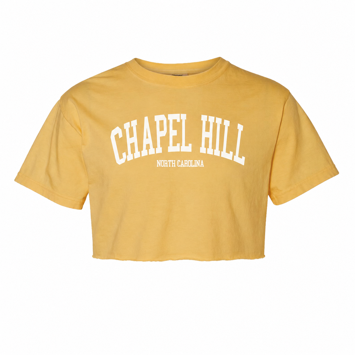 Chapel Hill North Carolina Comfort Colors Crop in Mustard