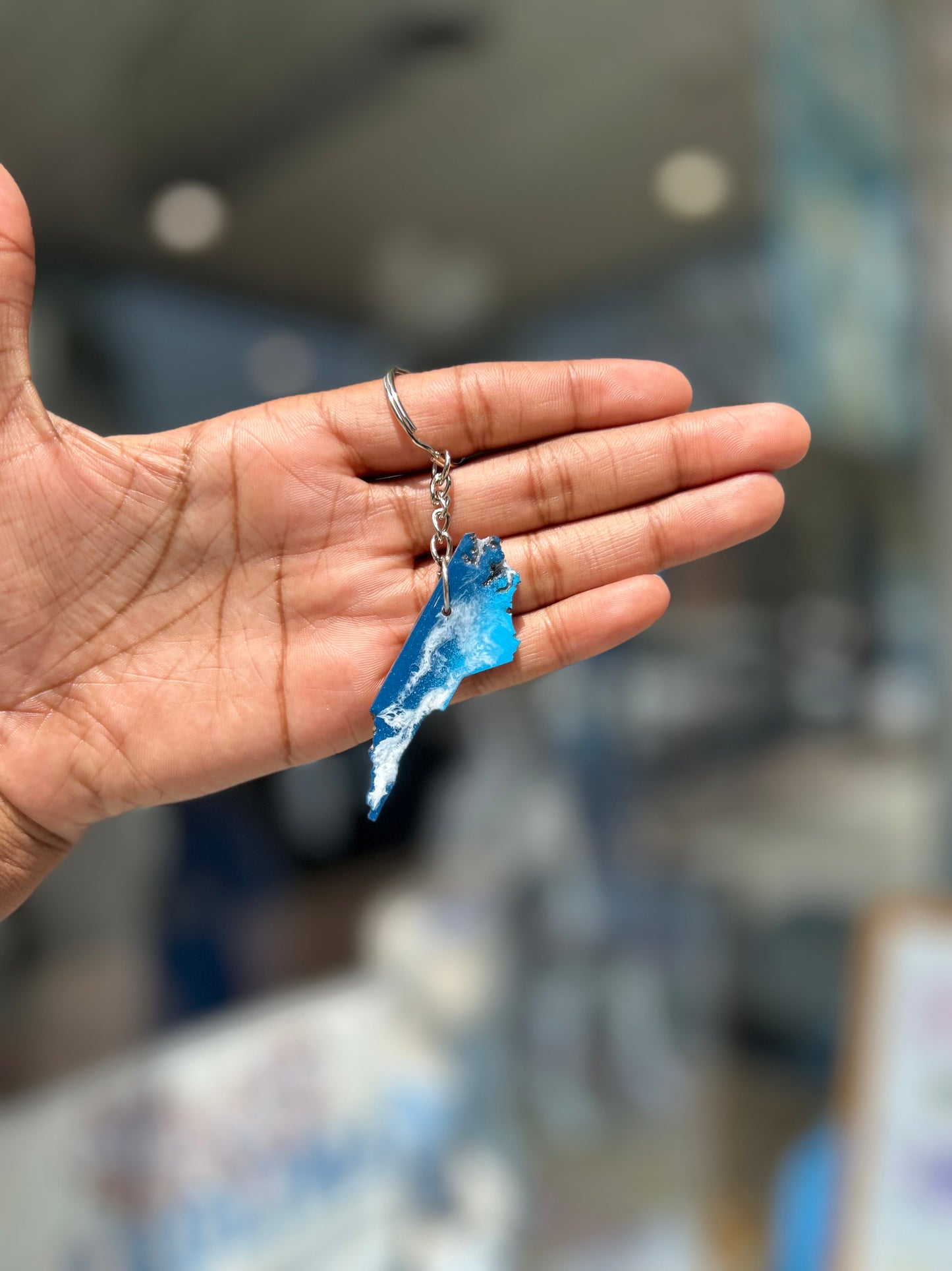 North Carolina Key Chain - Handmade Resin & Wood Key Chain