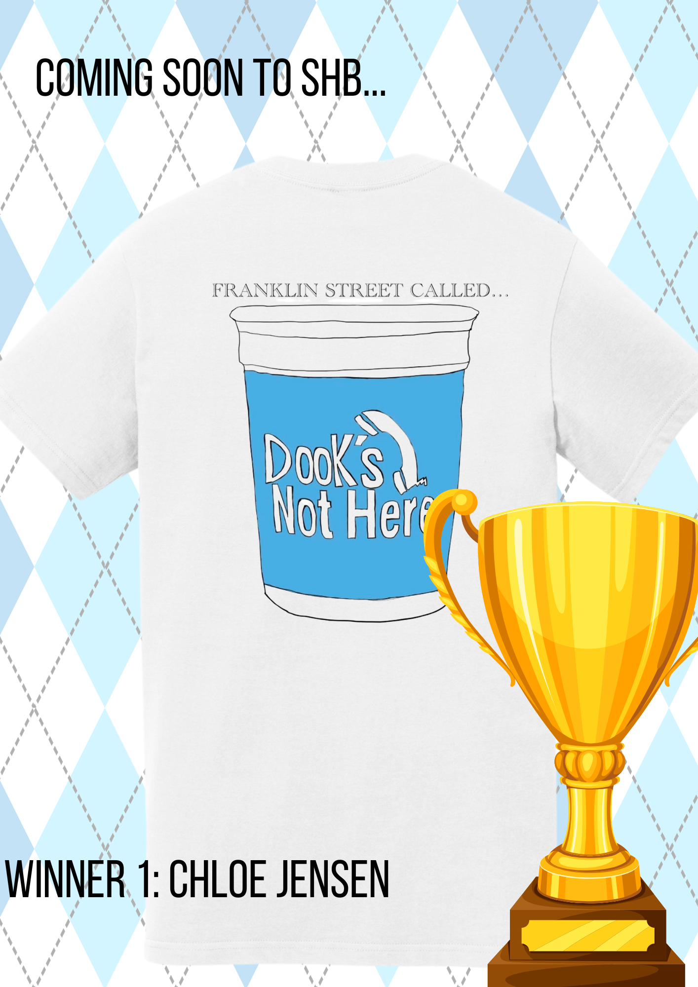 DOOK'S NOT HERE Blue Cup Tee by Chloe Jensen