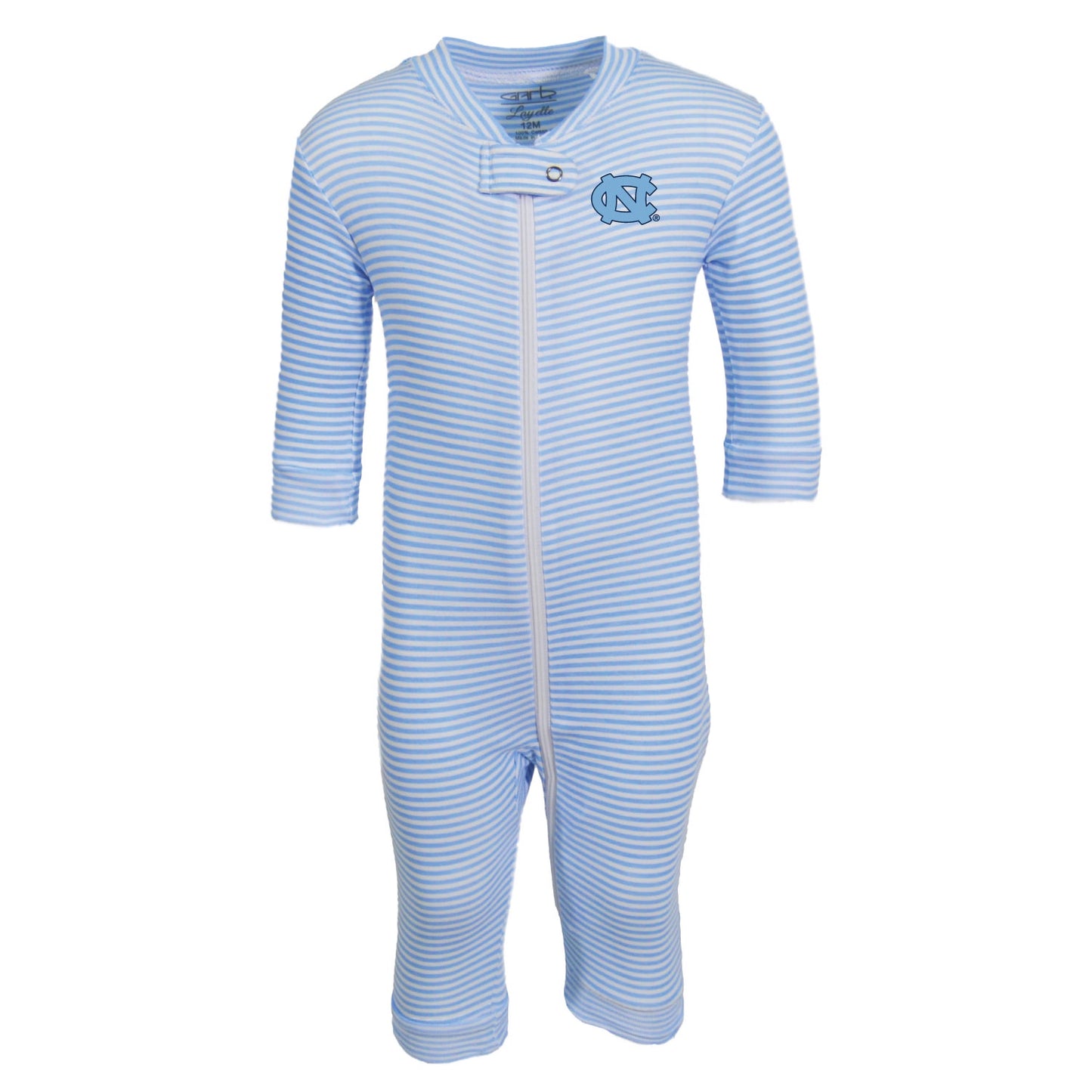Carolina Blue UNC Striped Long Sleeve Baby Onesie