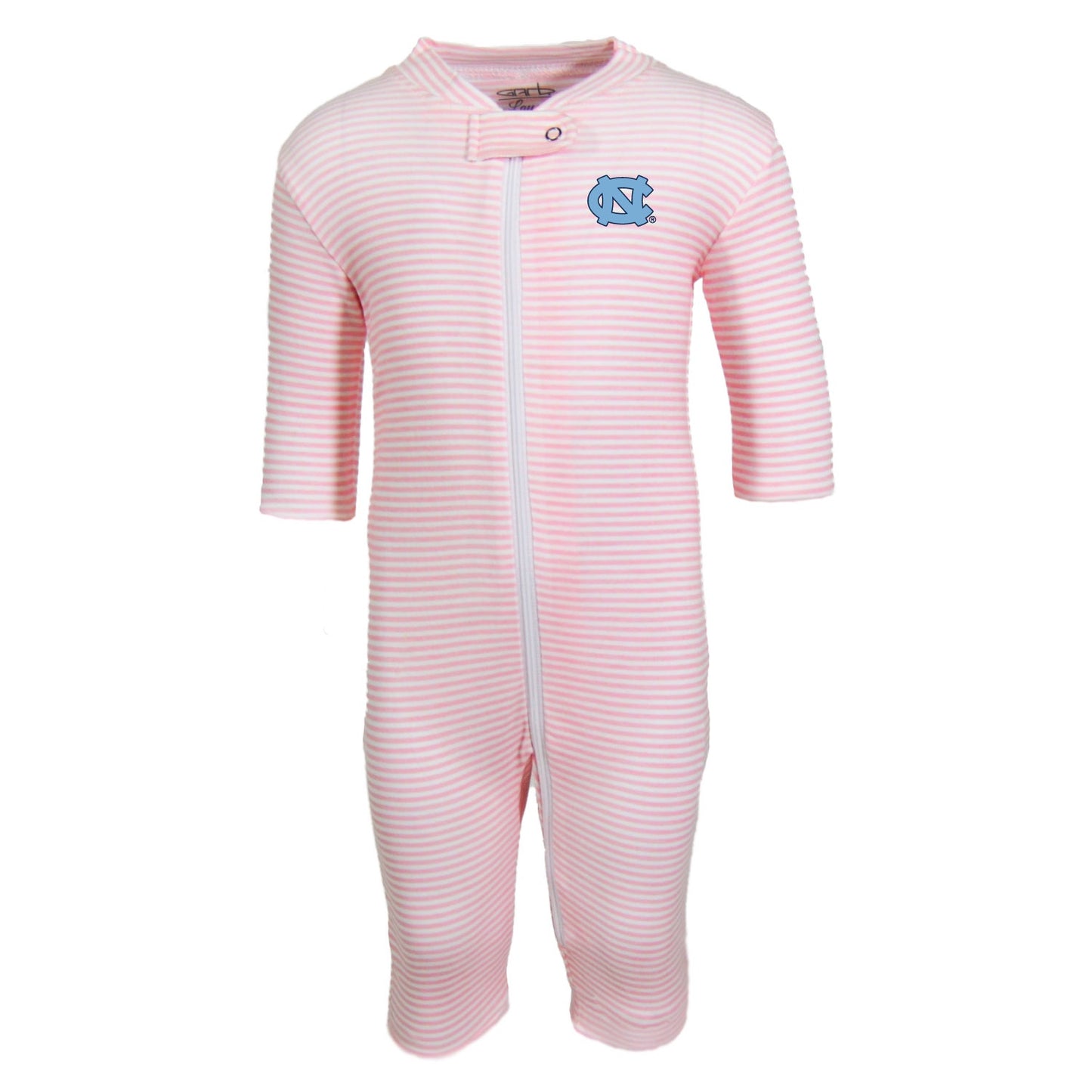 Light Pink UNC Striped Long Sleeve Baby Onesie