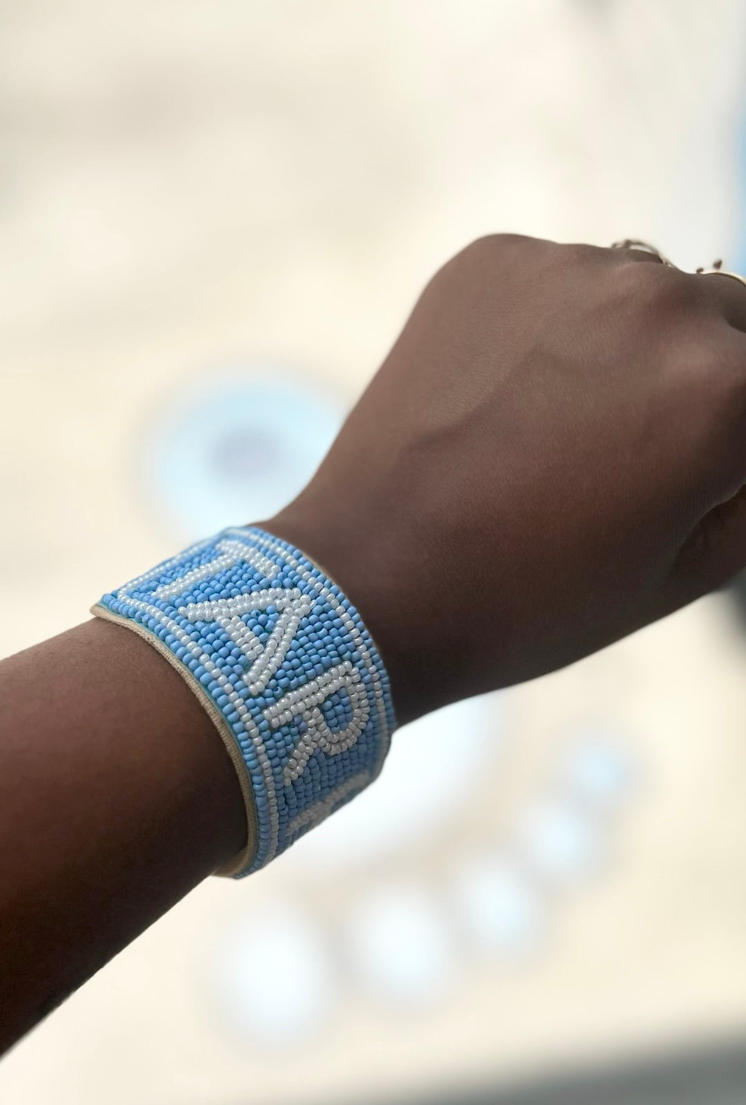 Carolina Blue Go Heels Beaded Cuff Bracelet by Desden