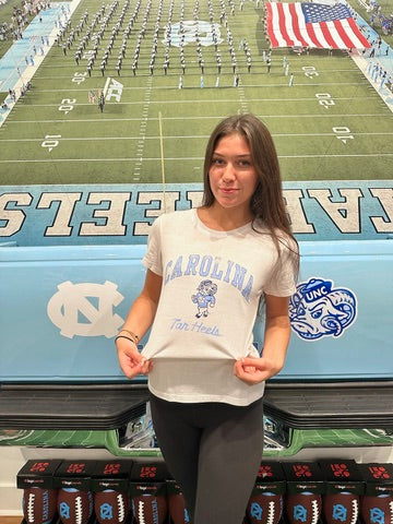 UNC White Crewneck Women's Top with Rameses